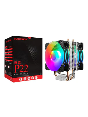DISIPADOR PARA CPU DOBLE VENTILADOR RGB COOLMOON P22