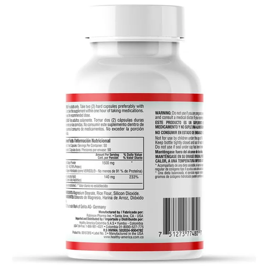 Colageno Hidrolizado x 100 cápsulas - Healthy America 3