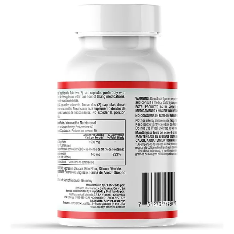 Colageno Hidrolizado x 100 cápsulas - Healthy America 3