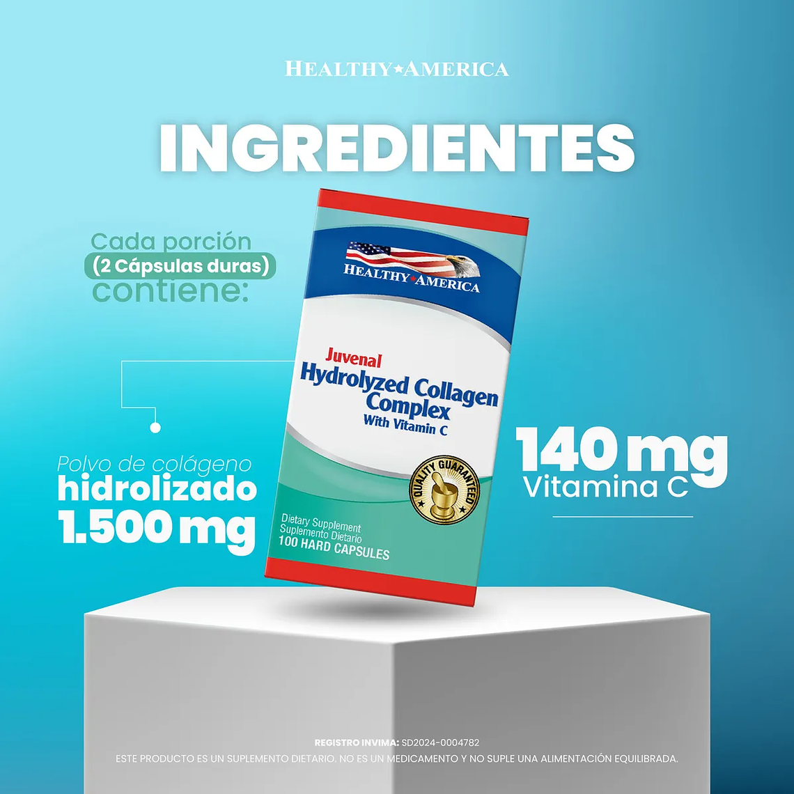 Colageno Hidrolizado x 100 cápsulas - Healthy America 5