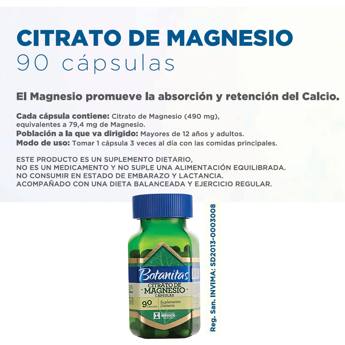 Citrato de Magnesio x 90 caps - Botanitas 3