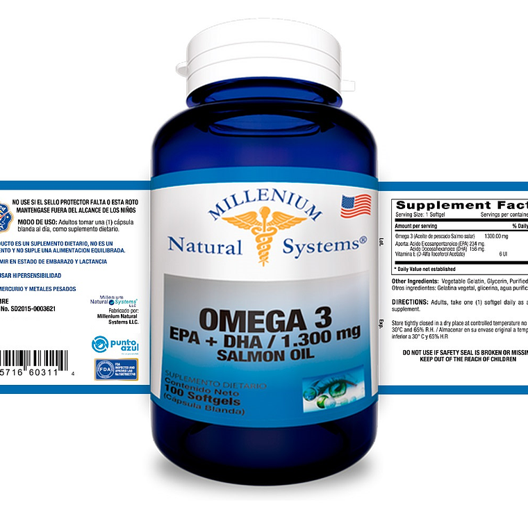 Omega 3 1300 mg x 100 softgels - Natural Systems 2