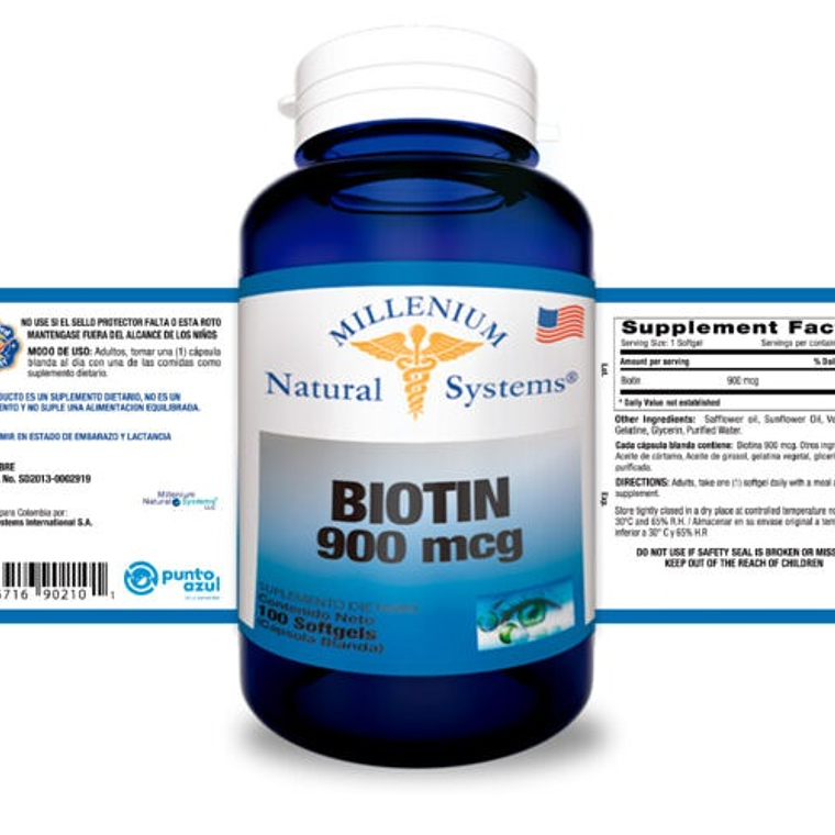 Biotina 900mcg x 100 softgels - Natural Systems 2