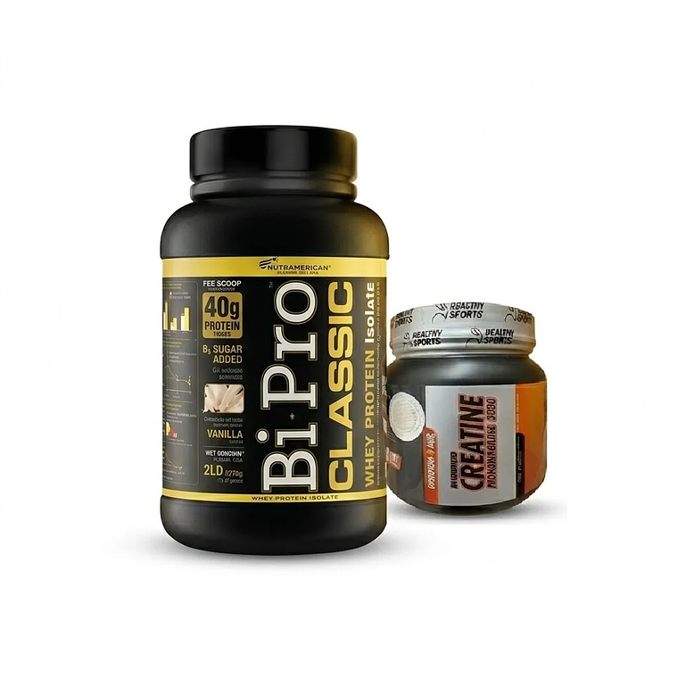 Combo Creatina Healthy Sports 300 g + Proteina BiPro Classic Vainilla 2 libras 1