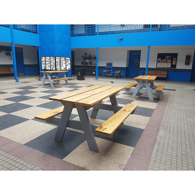 Mesa Picnic Madera y Metal con Pata en A