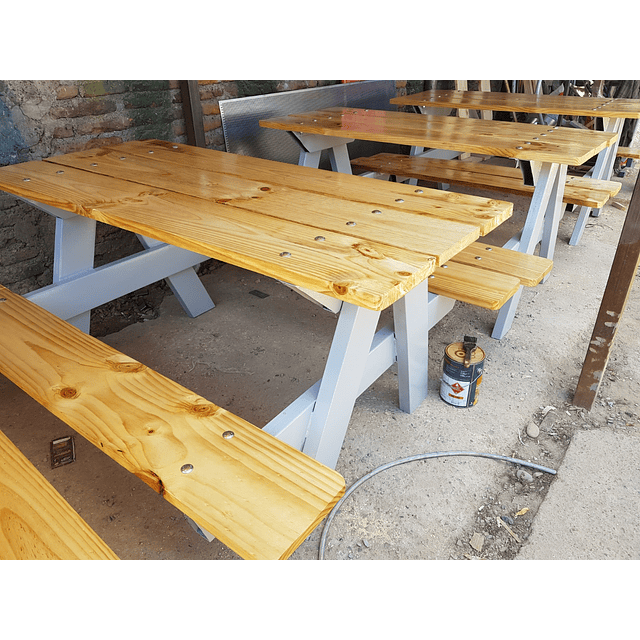 Mesa Picnic Madera y Metal con Pata en A