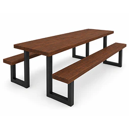 Mesa Picnic Madera y Metal – Perfil Rectangular