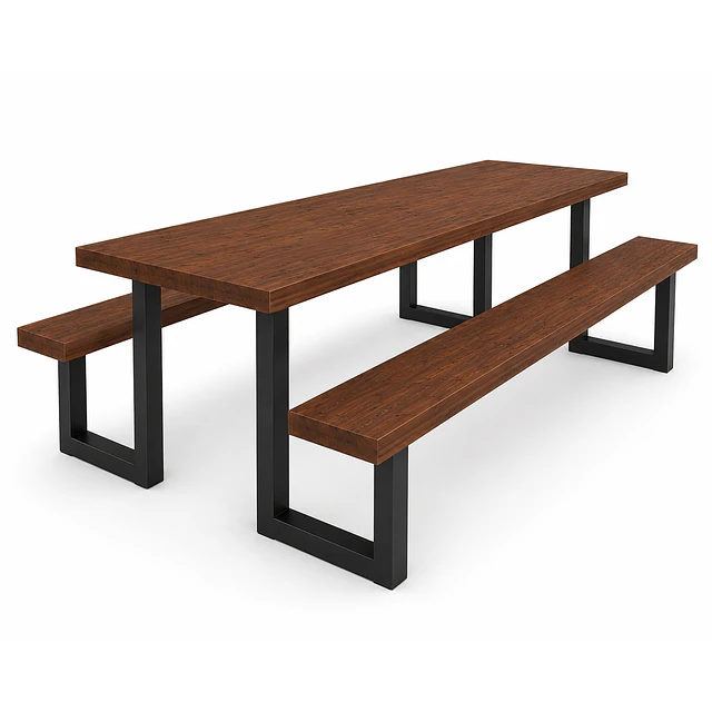 Mesa Picnic Madera y Metal – Perfil Rectangular