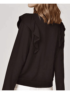 Poleron negro con volados Male - Talla Unica