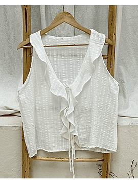 Blusa blanca con volados Salerno