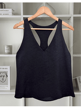 Top negro Tropea diseño en espalda