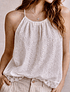 Top Capri blanco Halter de broderie - Breteles Regulables