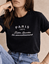 Polera negra manga corta Paris mujer - Algodón 