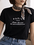Polera negra manga corta Paris mujer - Algodón 