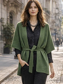Capa tejida verde con lazo ajustable 