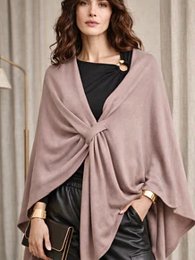 Capa para mujer beige con amarra-Capa Tejida Suave