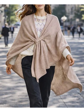 Capa para mujer beige con amarra-Capa Tejida Suave