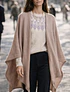 Capa para mujer beige con amarra-Capa Tejida Suave