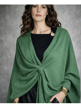 Capa para mujer verde con amarra-Capa Tejida Suave