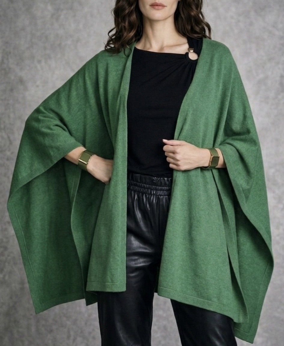 Capa para mujer verde con amarra-Capa Tejida Suave