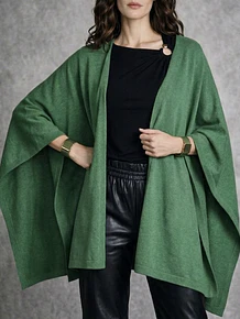 Capa para mujer verde con amarra-Capa Tejida Suave