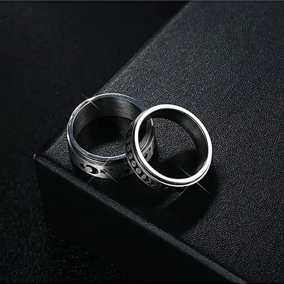 Set de 6 Anillos Fidget de Acero Inoxidable – Calma Discreta con Estilo 🌬️💍 3