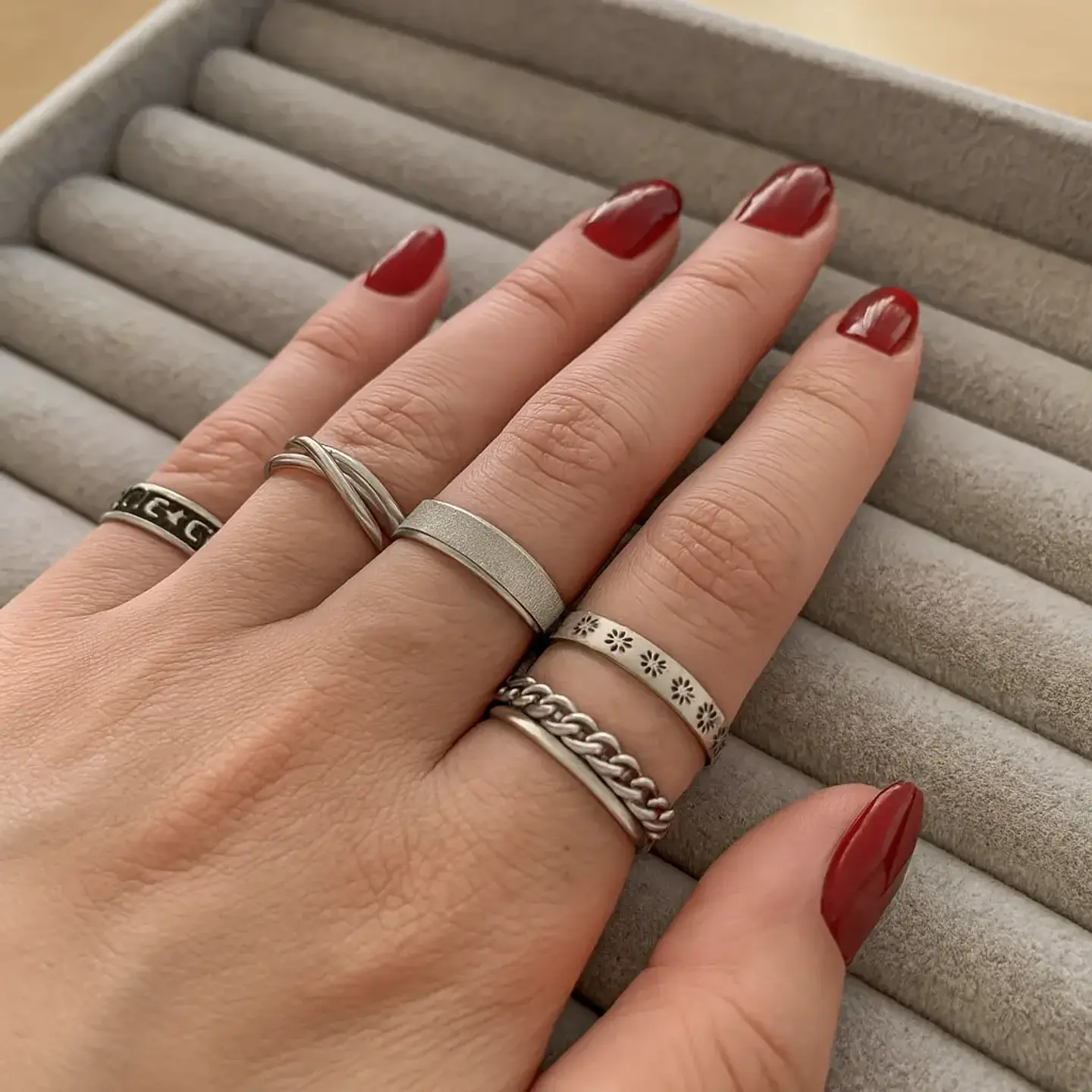 Set de 6 Anillos Fidget de Acero Inoxidable – Calma Discreta con Estilo 🌬️💍 1