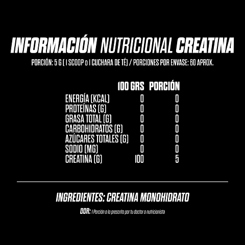 Creatina Monohidratada Gohard 60 Servicios. Fitness Sabor Sin Sabor / 300 Grs