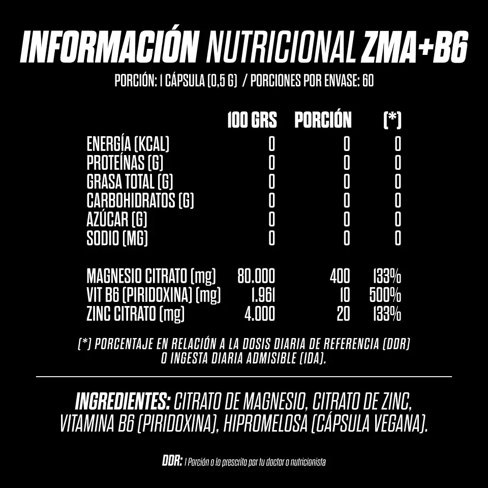 ZMA (Zinc, Magnesio, Vitamina B6) GOHARD 2