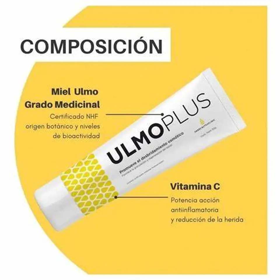 Ulmoplus 30gr gel grado medico en base a miel de Ulmo grado medicinal NHF 4