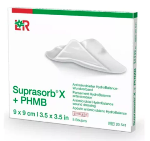 Suprasorb X – Apósito Hidrobalance antimicrobiano con PHMB. 9x9cm unidad