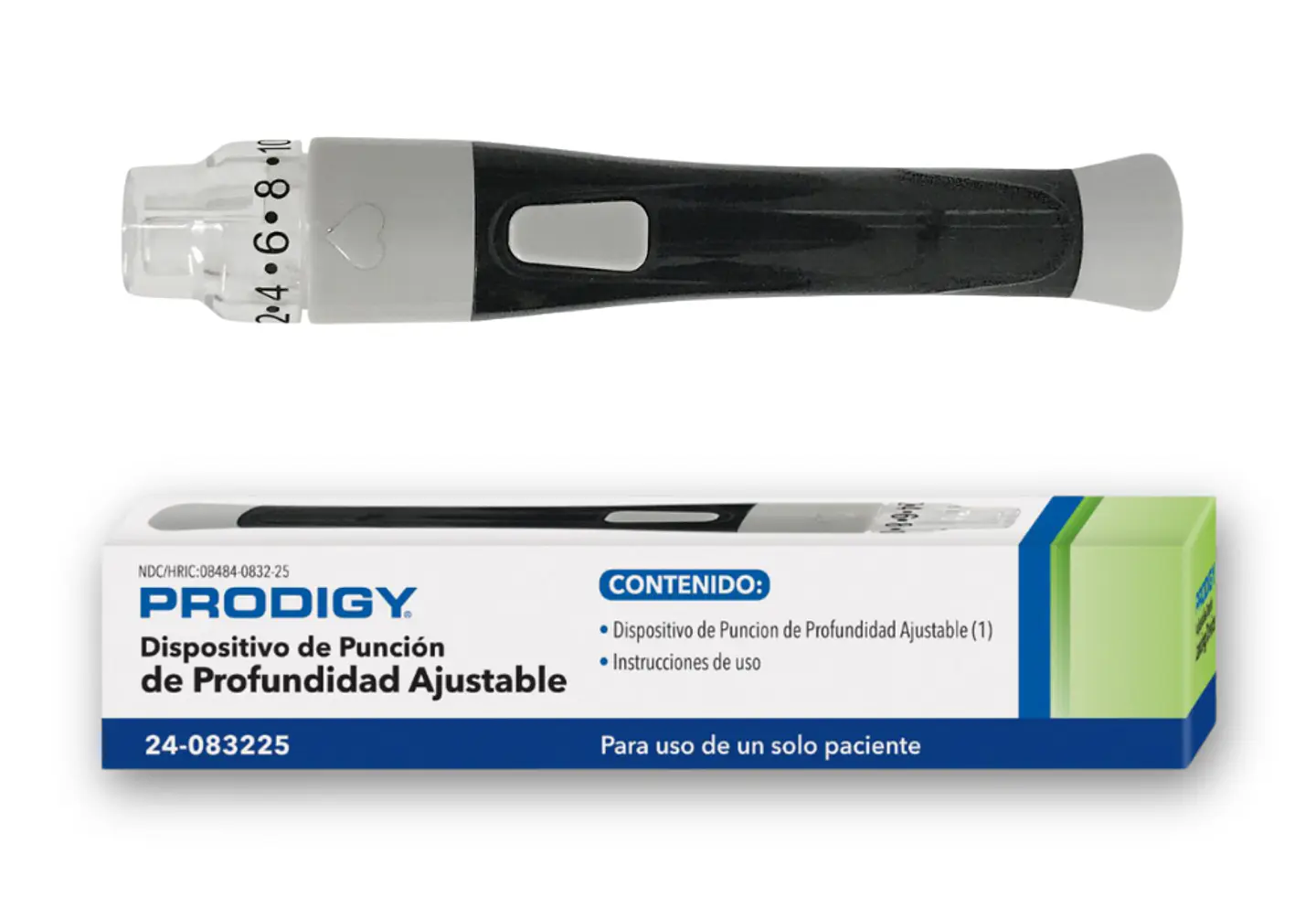 Dispositivo Punción Ajustable Lancetero Prodigy 1