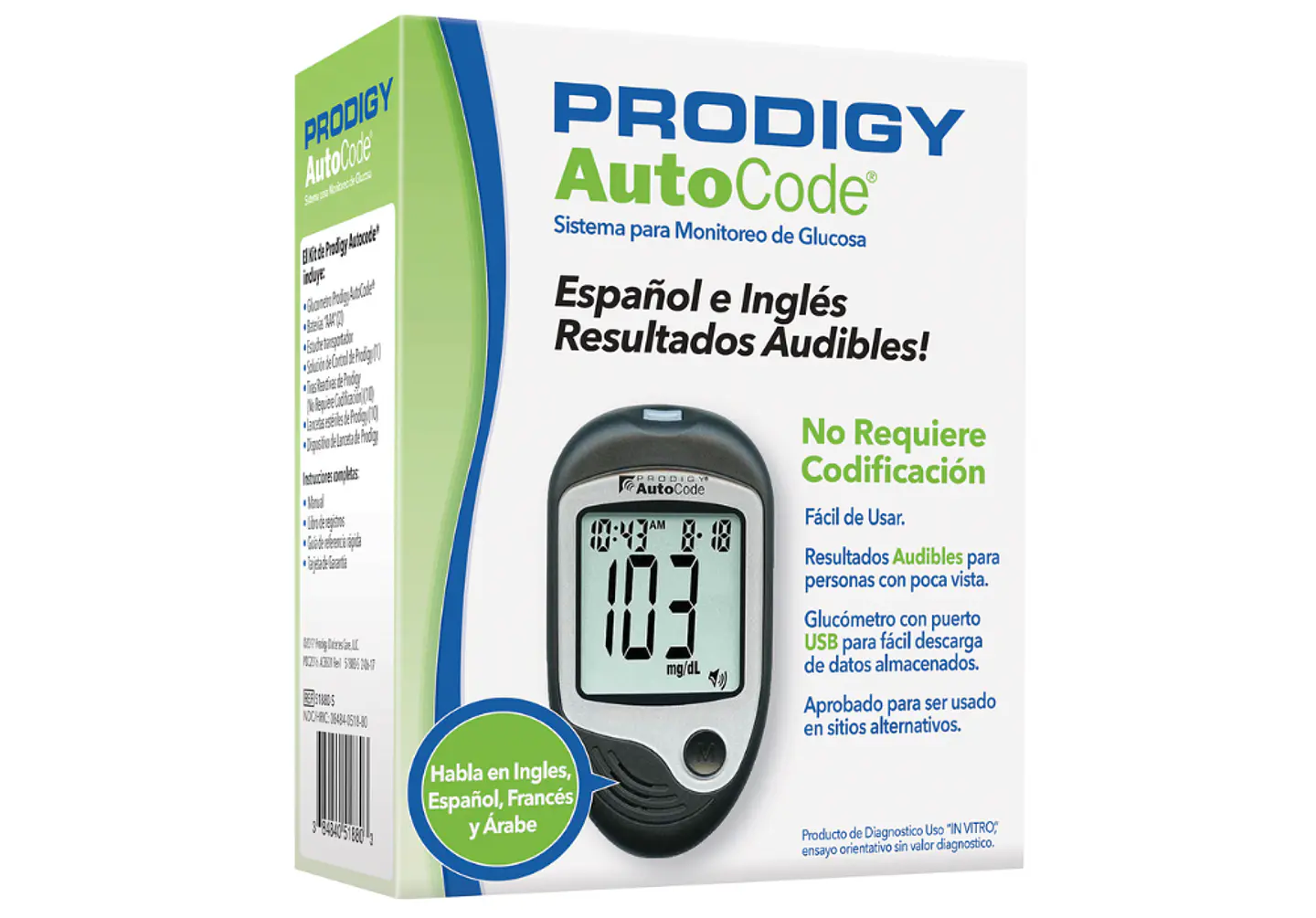 Kit Glucometro Prodigy Auto Code Medidor de Glucosa 1