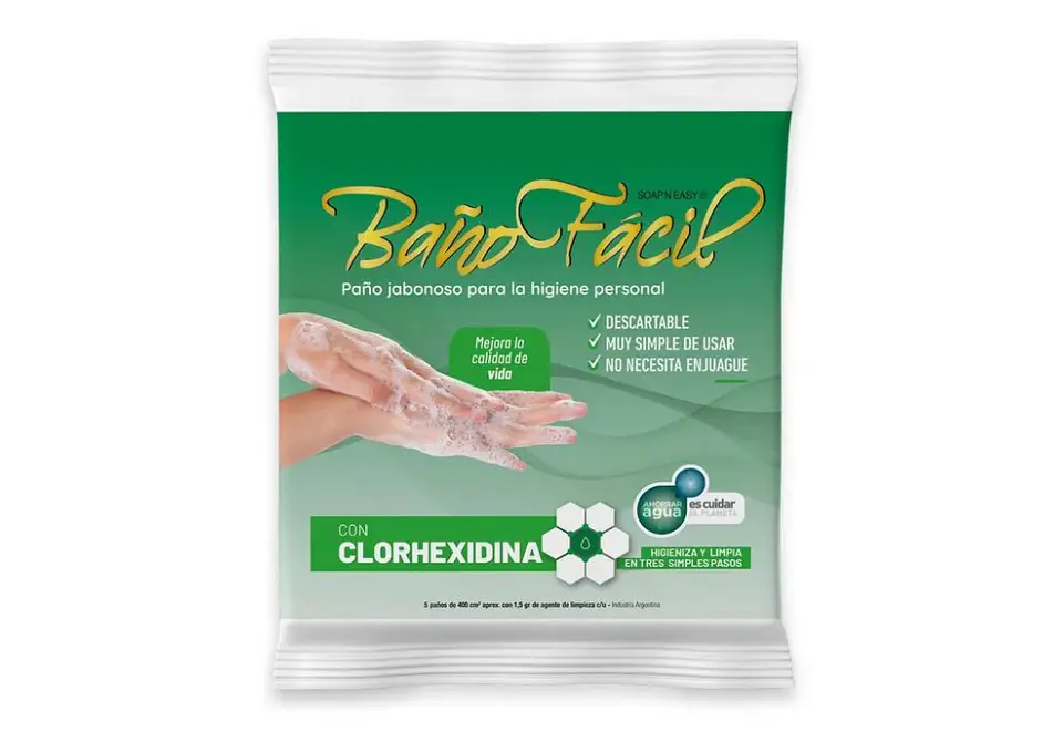 Paño Baño Fácil Clorhexidina Bolsa 5 Unidades 1