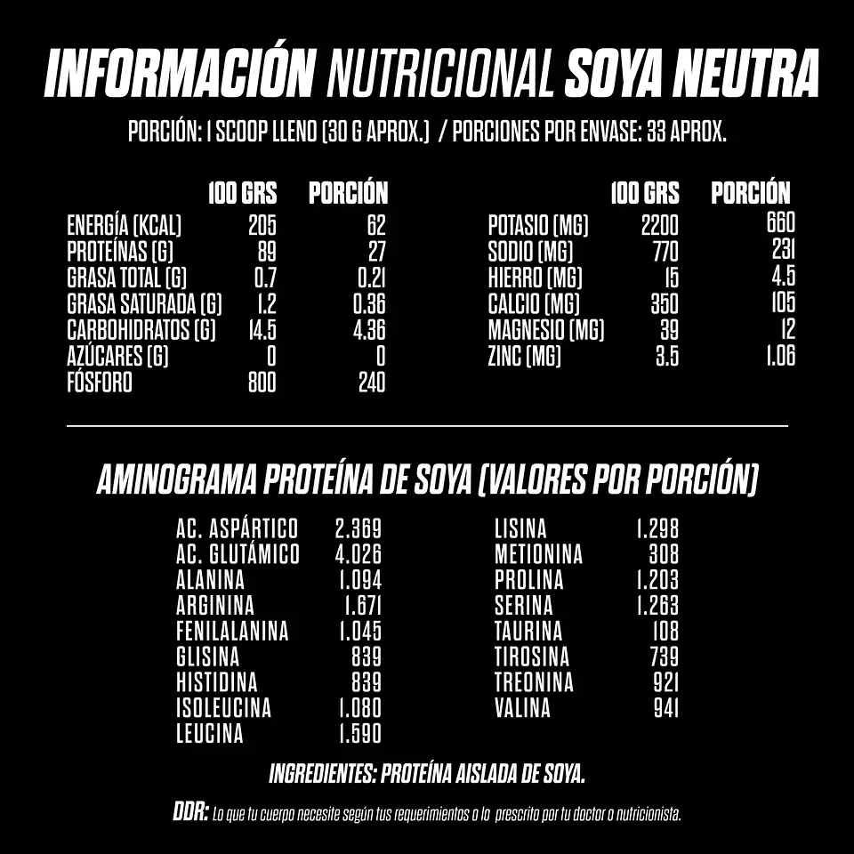 Proteína Vegetal Sabor Neutra (Sin Sabor) - Aislada de Soya 27g Isolate Vegan GoHard 2