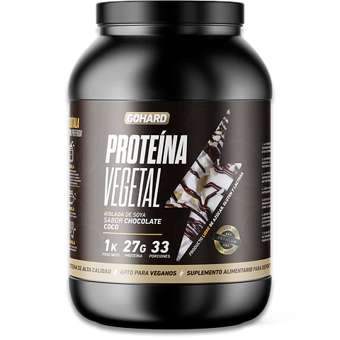 Proteína Vegetal Sabor Chocolate Coco - Aislada de Soya 27g Isolate Vegan GoHard