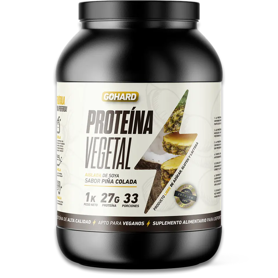 Proteína Vegetal Sabor Piña Colada - Aislada de Soya 27g Isolate Vegan GoHard 1