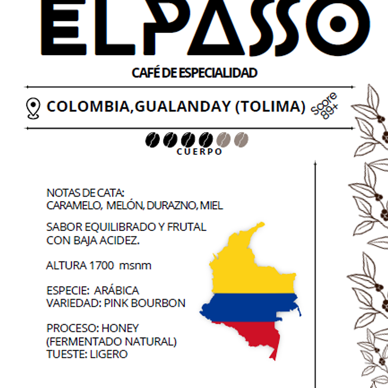 ELPASSO, Café de especialidad - Colombia, Finca Los nogales, Pink Bourbon   2