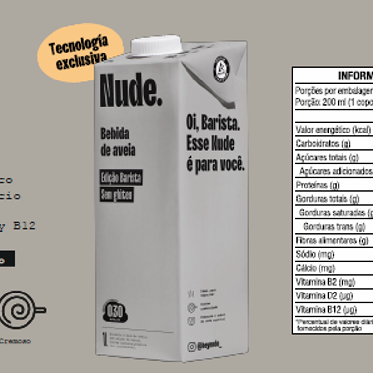 Leche De Avena Nude Barista 12 L Vegetal Sin Gluten 3
