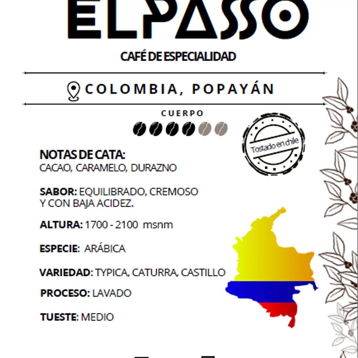 ELPASSO, Café de especialidad - Colombia, Popayán   2
