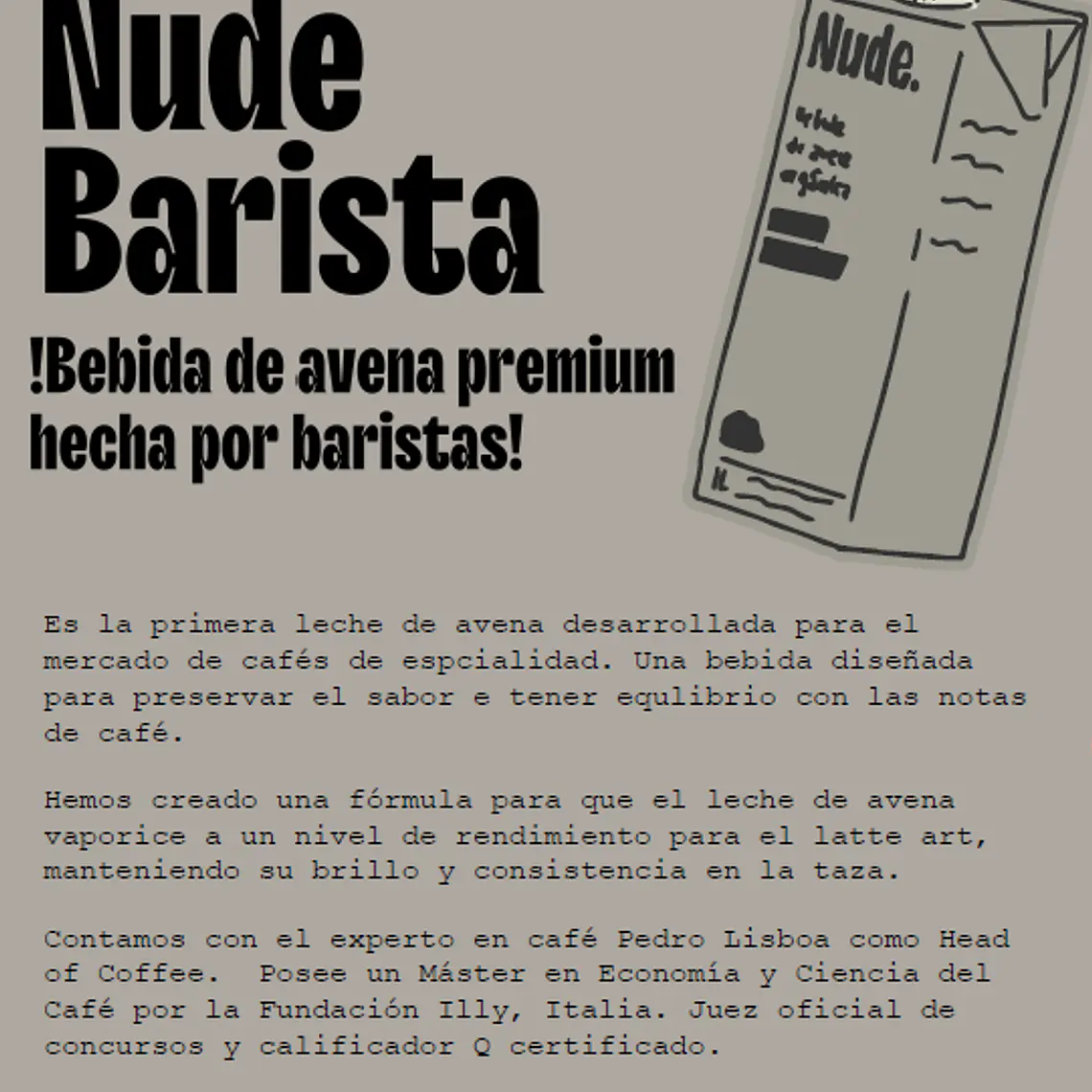 Leche De Avena Nude Barista 1 L Vegetal Sin Gluten 2