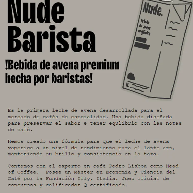 Leche De Avena Nude Barista 1 L Vegetal Sin Gluten 2