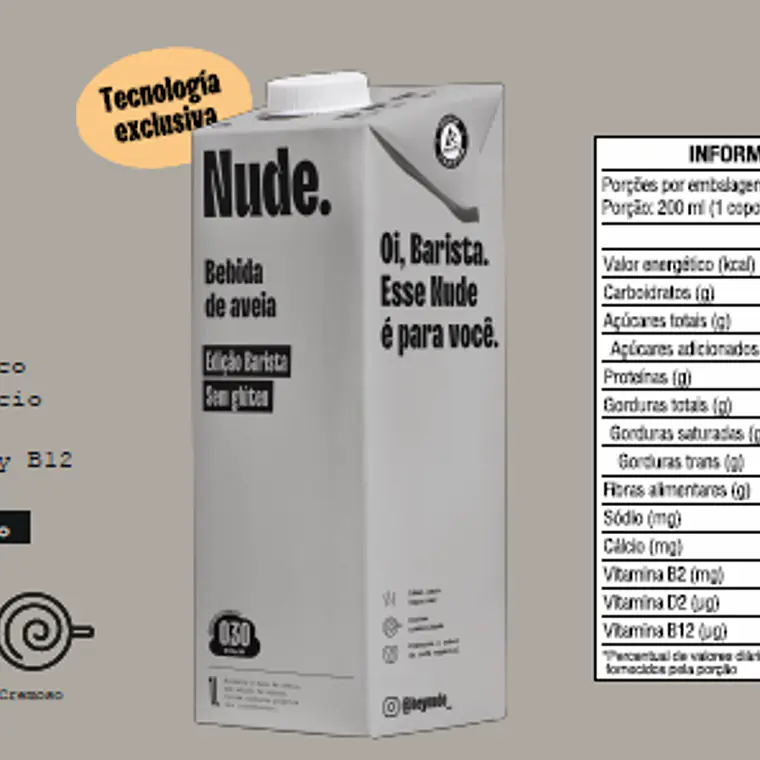 Leche De Avena Nude Barista 1 L Vegetal Sin Gluten 3