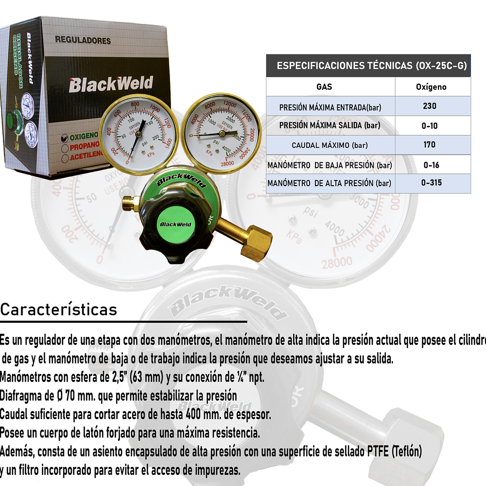 REGULADOR DE OXIGENO TRABAJO PESADO BLACKWELD