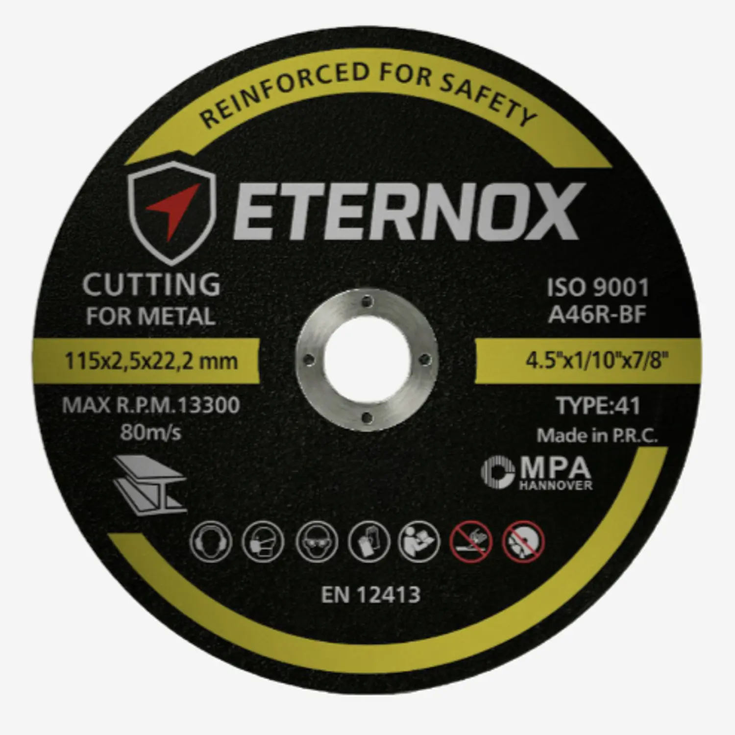 DISCO DE CORTE INDUSTRIAL ETERNOX ACERO AL CARBONO