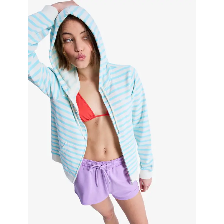 Sweat Hood Zip Roxy Perfect Stripe 1