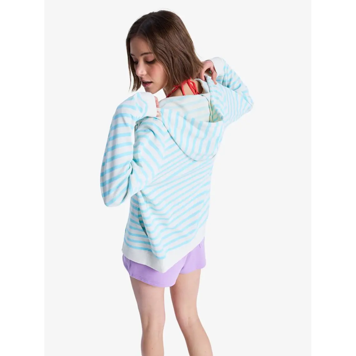 Sweat Hood Zip Roxy Perfect Stripe 3