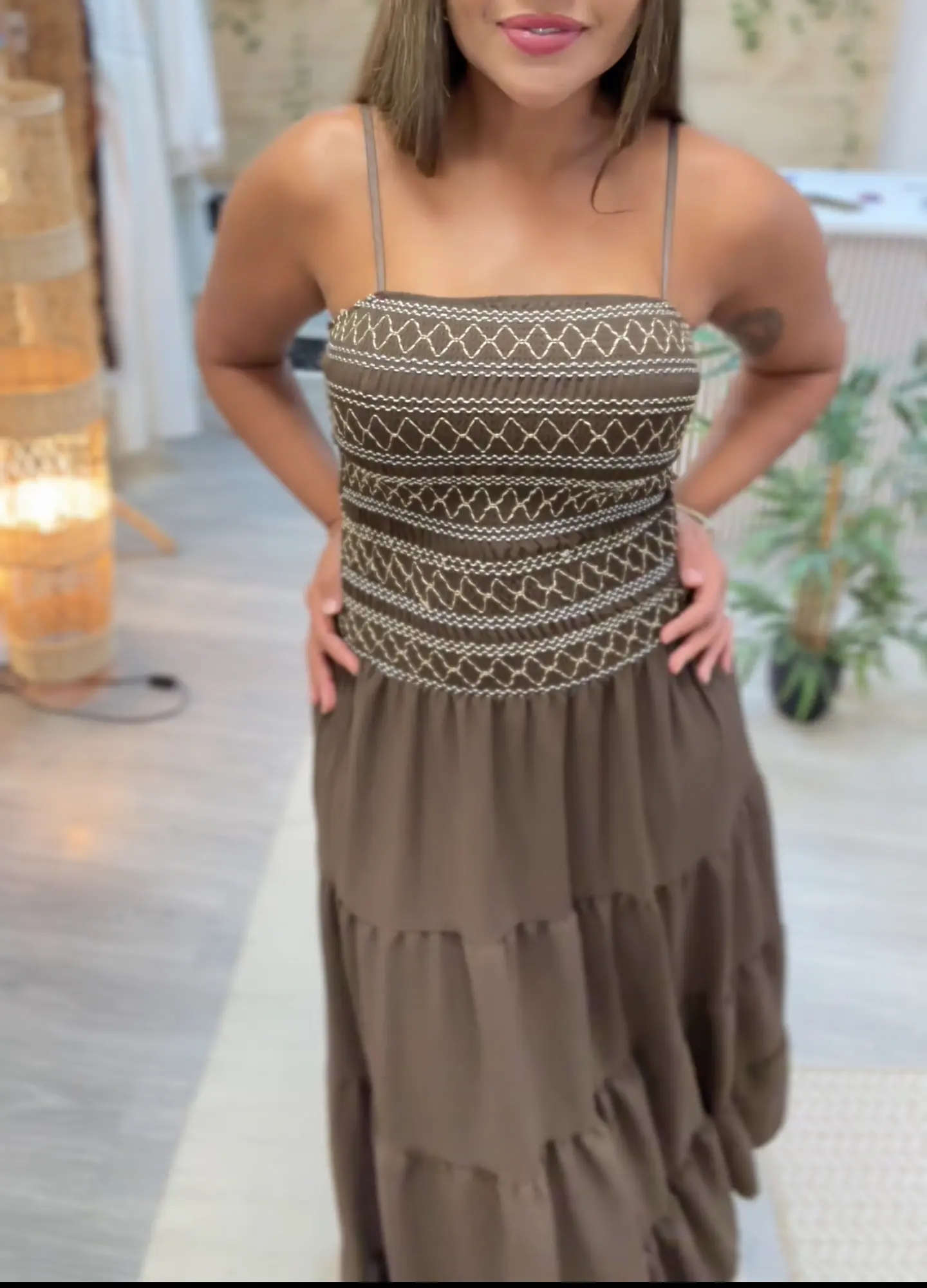 Vestido Fruncido Chocolate  3
