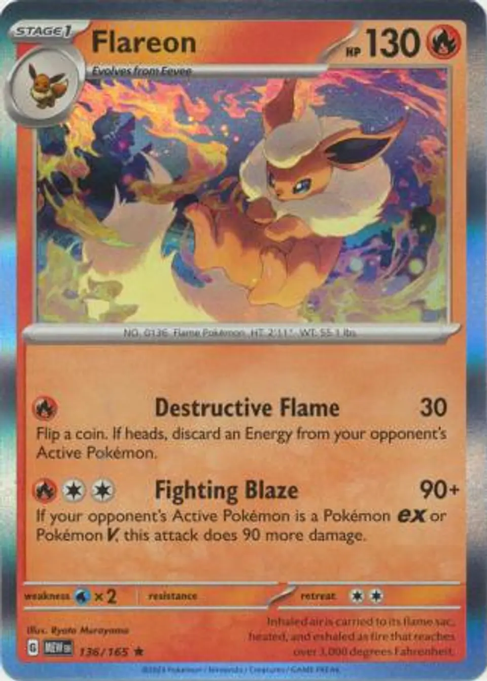 Flareon - 136/165 - Holo Rare 1