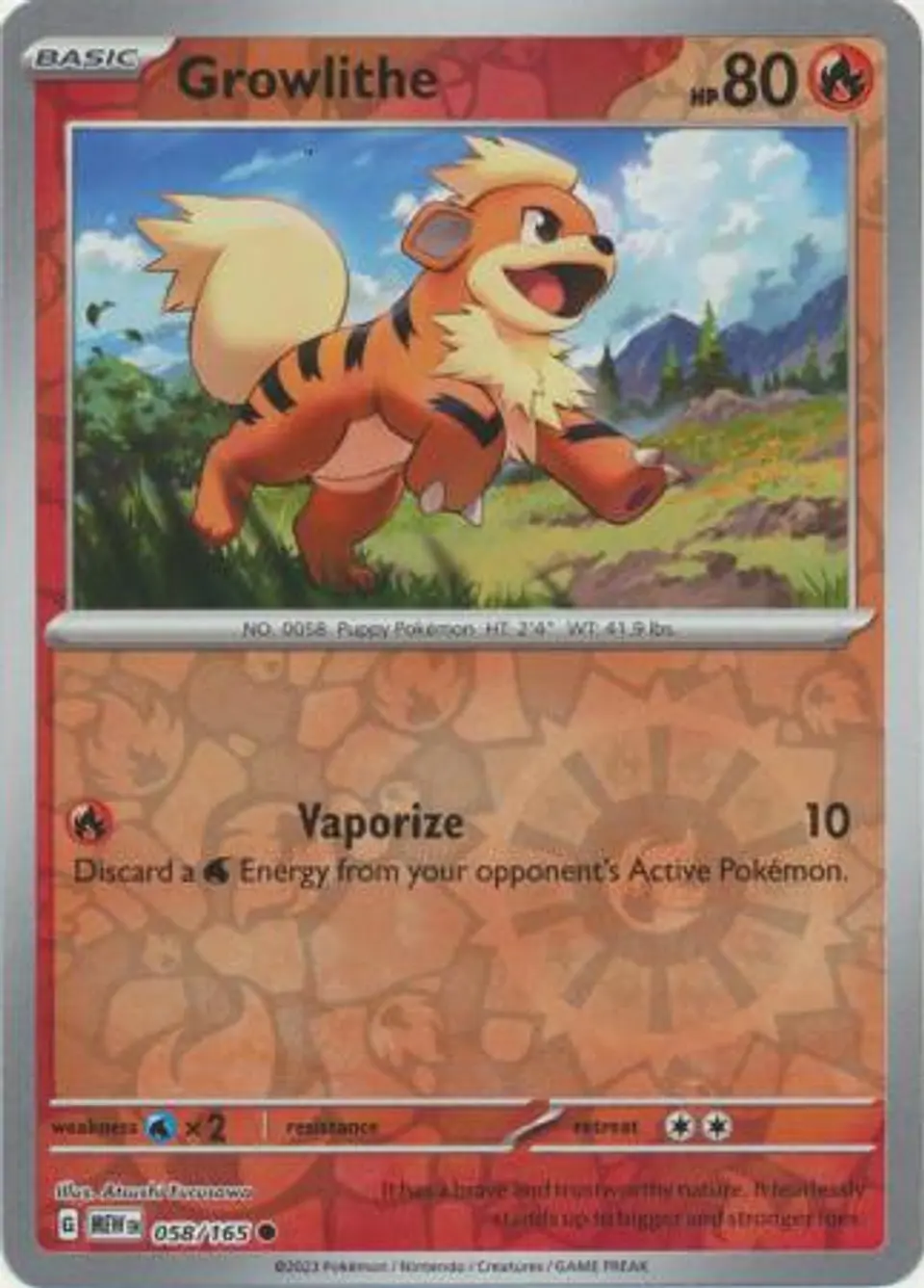 Growlithe - 058/165 - Common Reverse Holo 1